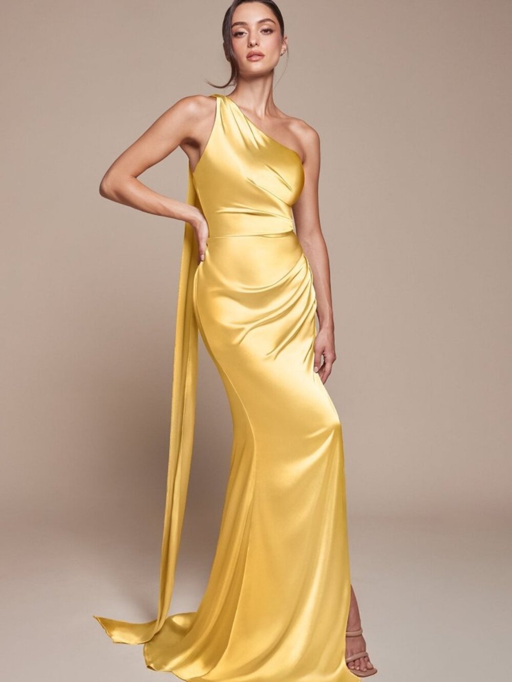 NEW LT YELLOW Evening Gown Floor Length Formal Elegant Stunning 7454